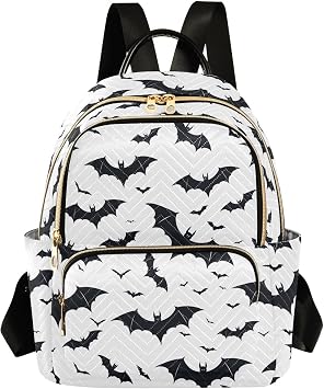 Black Bats Women Mini Backpack Purse Ladies Fashion Backpacks Casual Shoulder Bag Daypack for School Work Travel Small