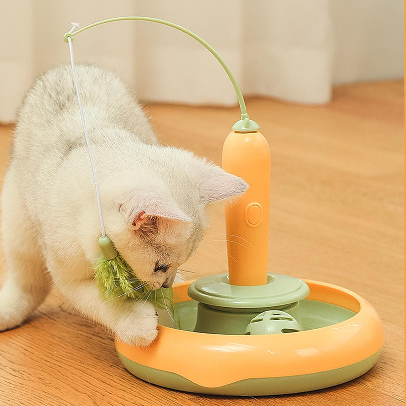 Jouets avec Plumes pour Chats - Jouets Drôle pour Chats Teaser avec Plumes, Jouet Interactif Multifonctionnel pour Chats pour Intérieurs | Jouet Électrique Réutilisable pour