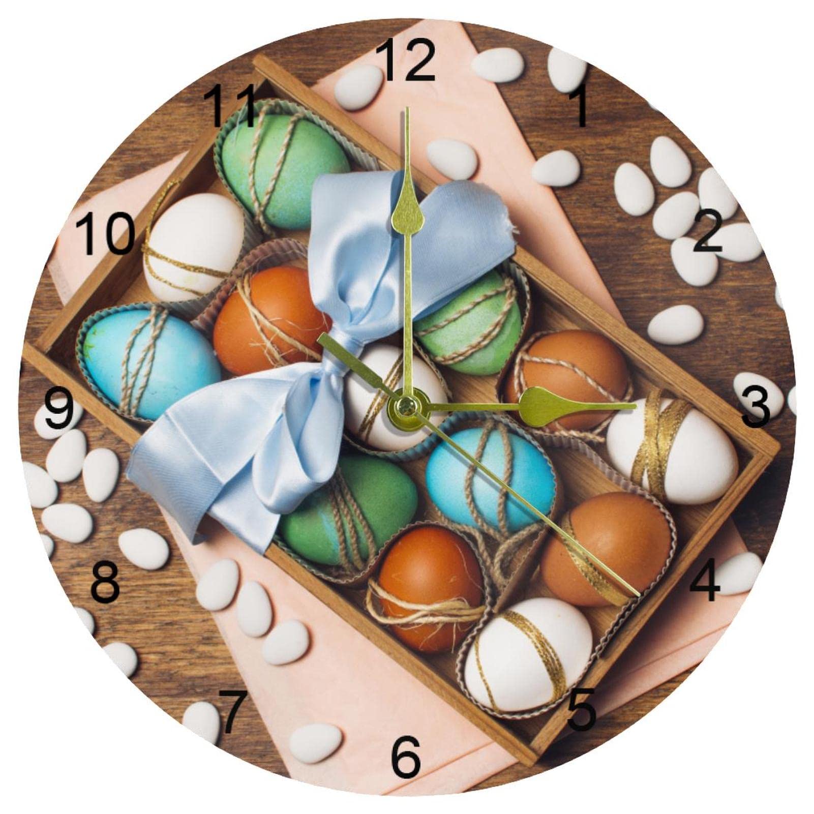 Horloge murale silencieuse ronde comme idée de cadeau pour le jour de Pâques