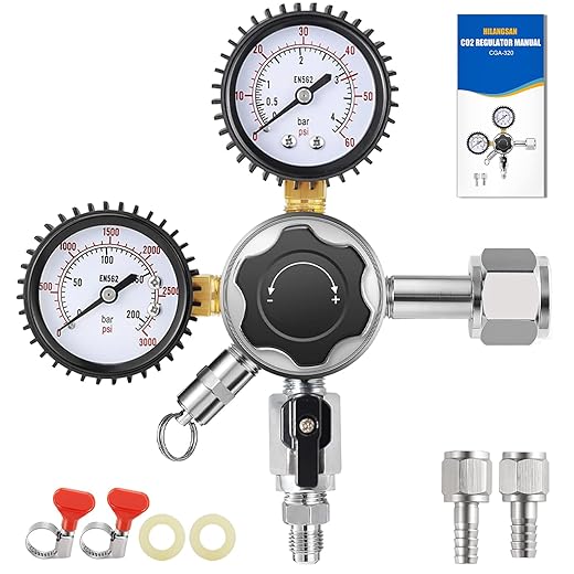 CO2 Regulator for Kegerator CO2 Regulator Beer Keg Regulator CO2 Kegerator Regulator CGA-320 Co2 Tank Regulator Dual Stage CO2 Regulator Kegerator Parts Draft Beer Regulator Gauges