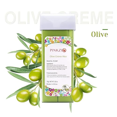 Miniatura 2 de Cartucho de cera depilatoria enrollable para calentador de cera, repuesto de cera enrollable de oliva PINKZIO para piernas y brazos, 3.52 onzas