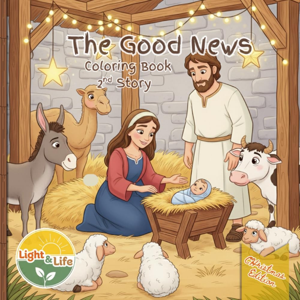 The Good News: Mary and Joseph’s Journey to Bethlehem and the Birth of Baby Jesus – A Light and Life Fun Coloring Adventure for Kids , Christmas Edition (Christmas Coloring Books)