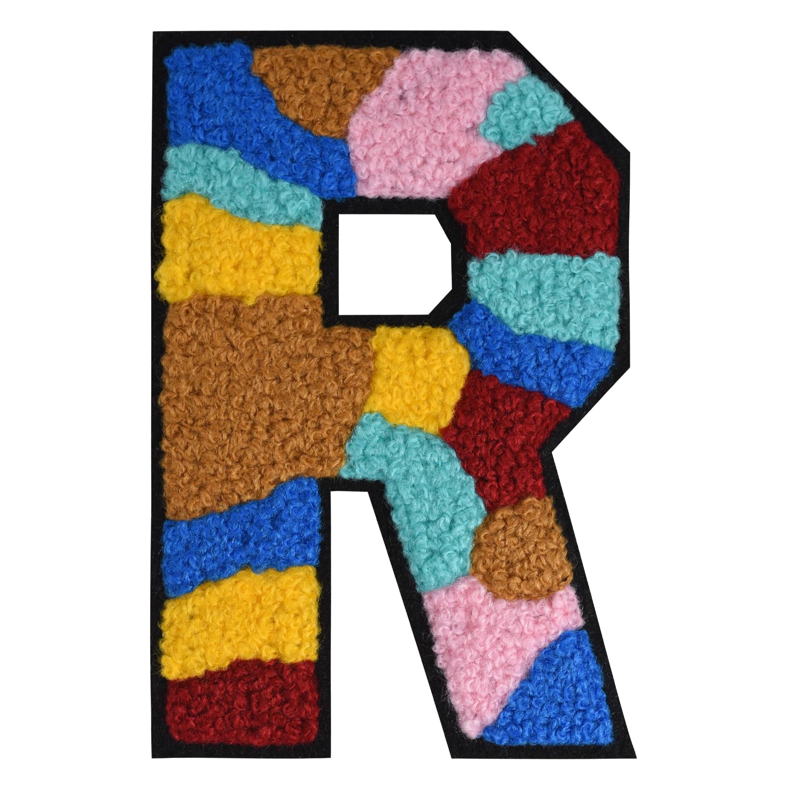 QianSiLi 4.5 Inch Chenille Iron On Letters for Clothes Varsity Letter Patches Embroidered Patch Iron On Patches for Clothing Varsity Jacket Hoodie (Multi Color,R) — image 1