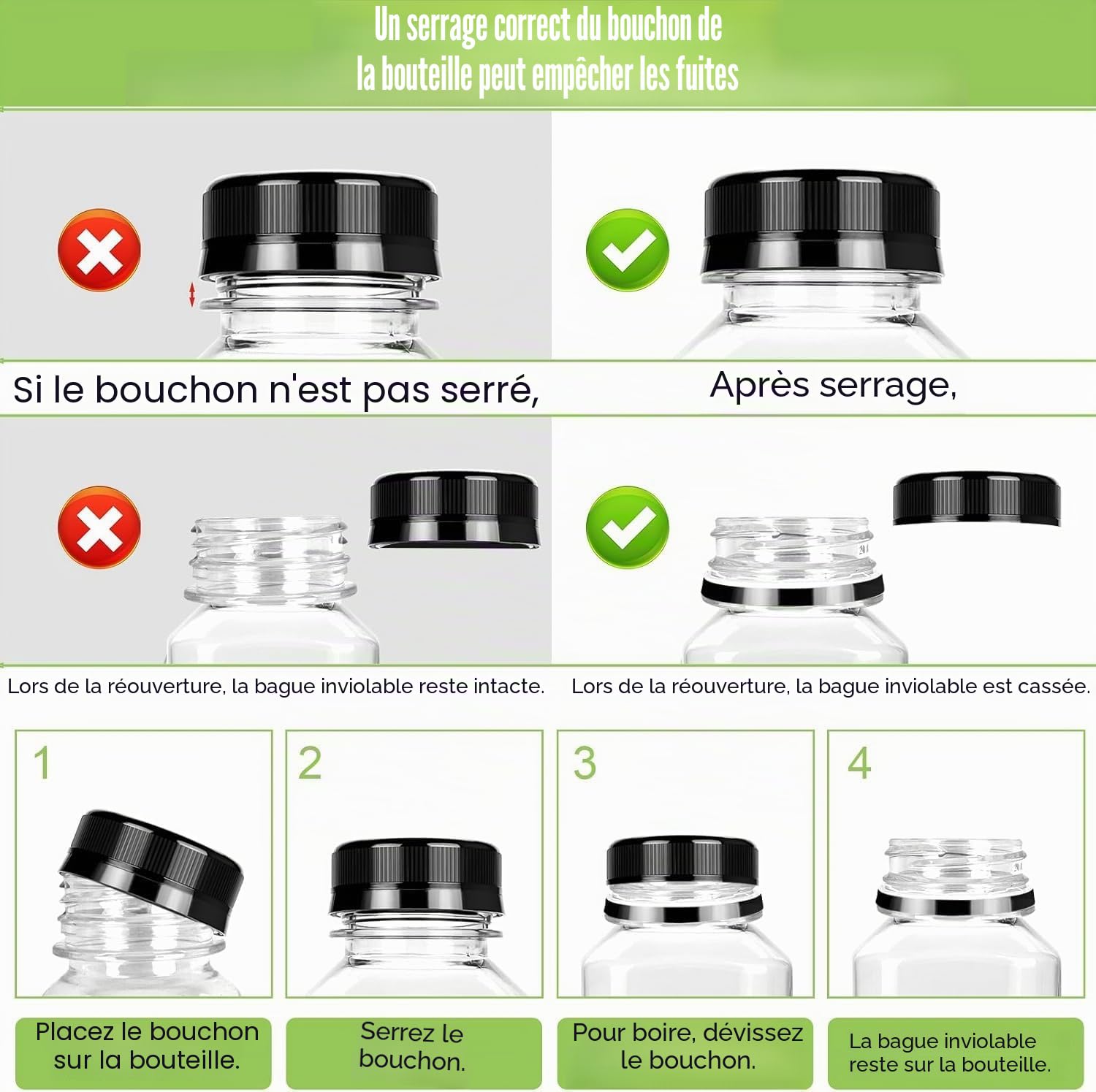 Lot de 8 bouteilles de jus en plastique sans BPA de 200 ml avec couvercles inviolables, idéales pour les fêtes, les pique-niques, les activités de plein air