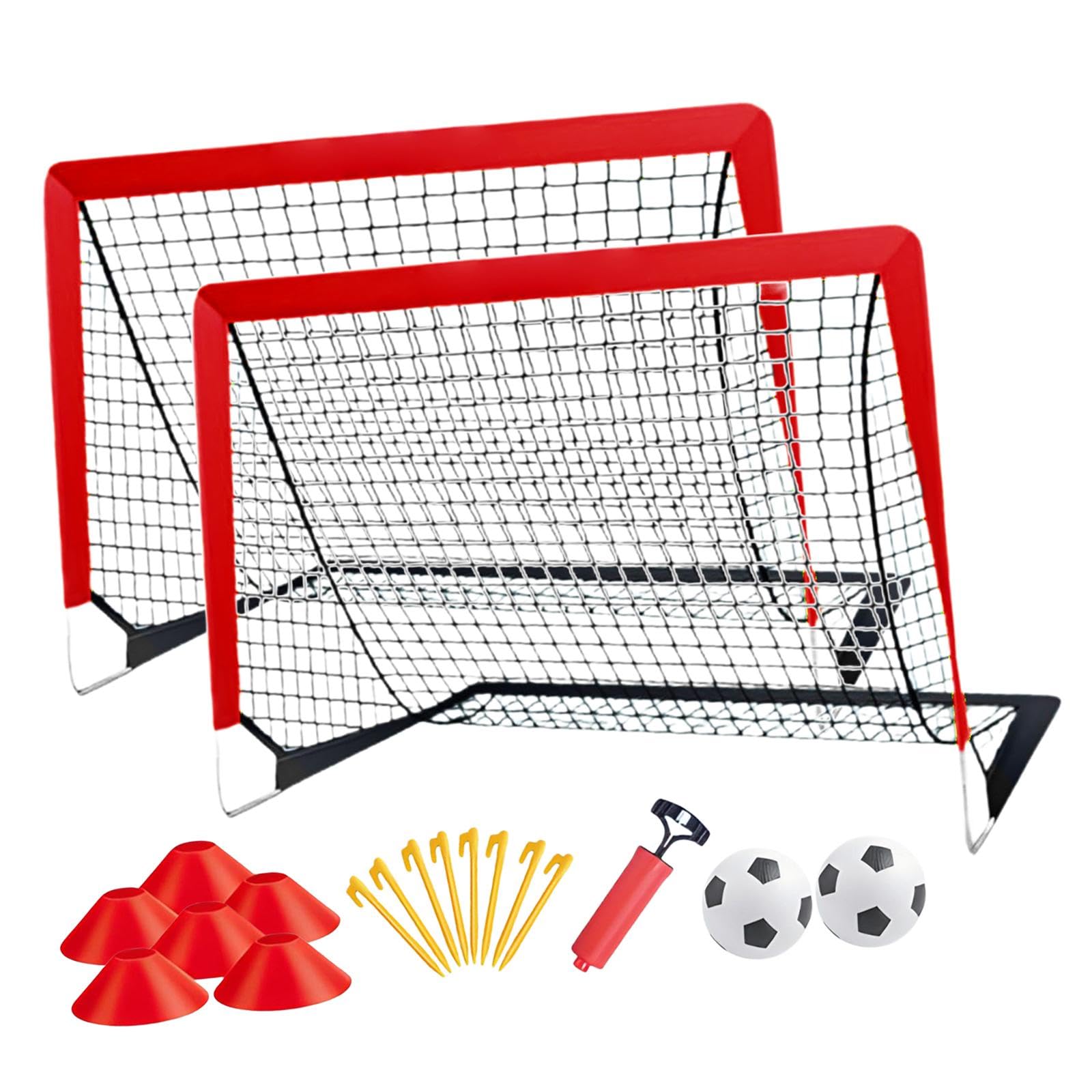 CALANDIS™ Kids Soccer Goals Lightweight with Soccer Ball for Outdoor Sport Garden Yard Red 2 Net | Goals & Nets | Soccer | Team Sports-image-9