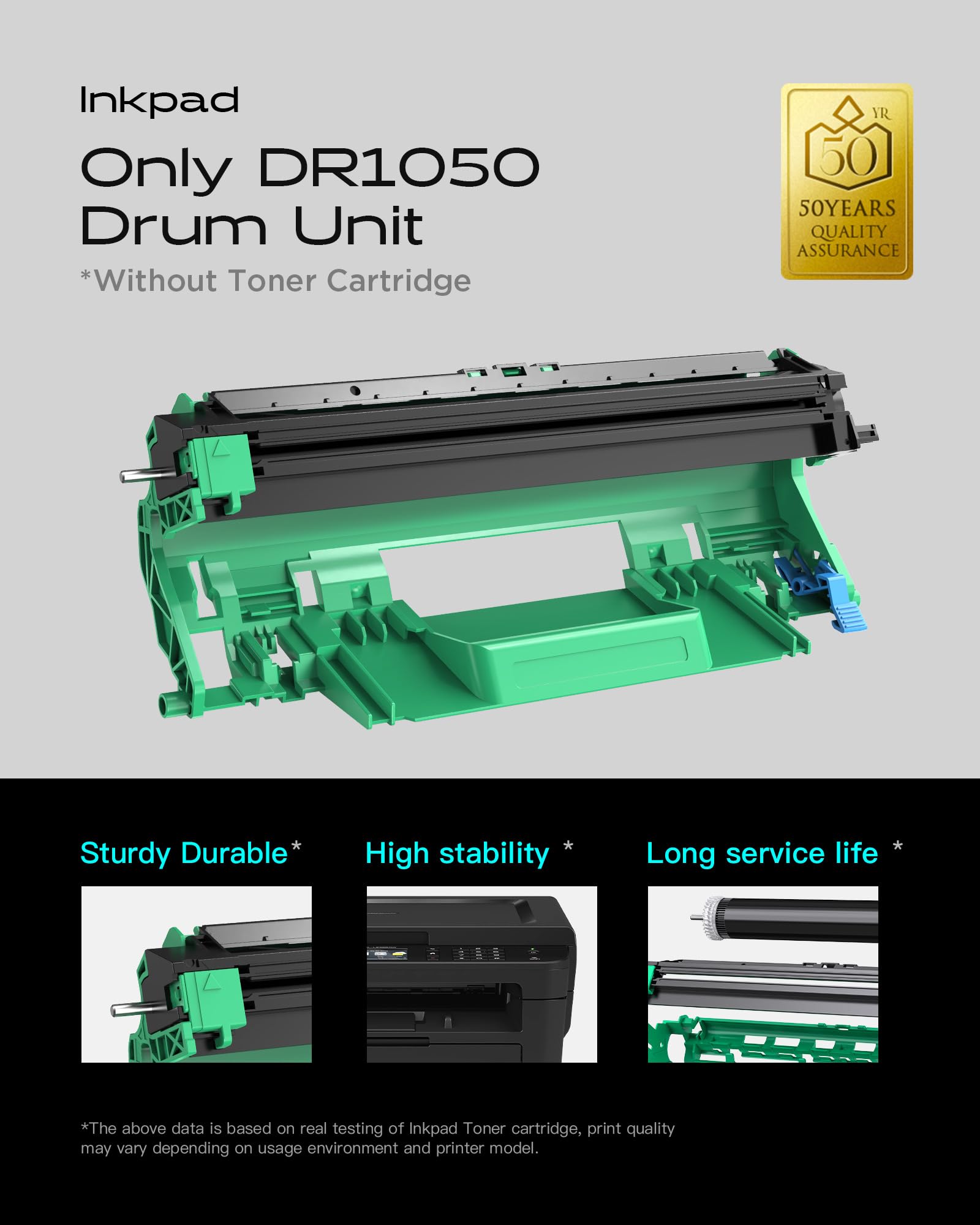 iNKPAD DR-1050 Drum compatibile per Brother DR1050 Drum TN-1050 Toner per MFC-1910W MFC-1810 DCP-1612W DCP-1610W DCP-1512 DCP-1510 HL-1210W HL-1212W HL-1112 HL-1110 (1 unità tamburo)
