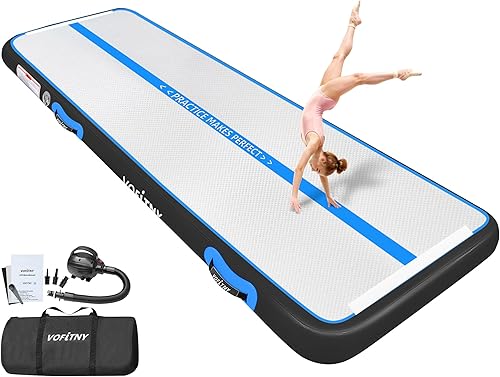 Miniatura 15 de VOFiTNY Colchoneta de gimnasia multiusos de 6.6/10/13/16/20 pies, resistente e inflable, para el hogar y el gimnasio Negro -,Cian/Rosa