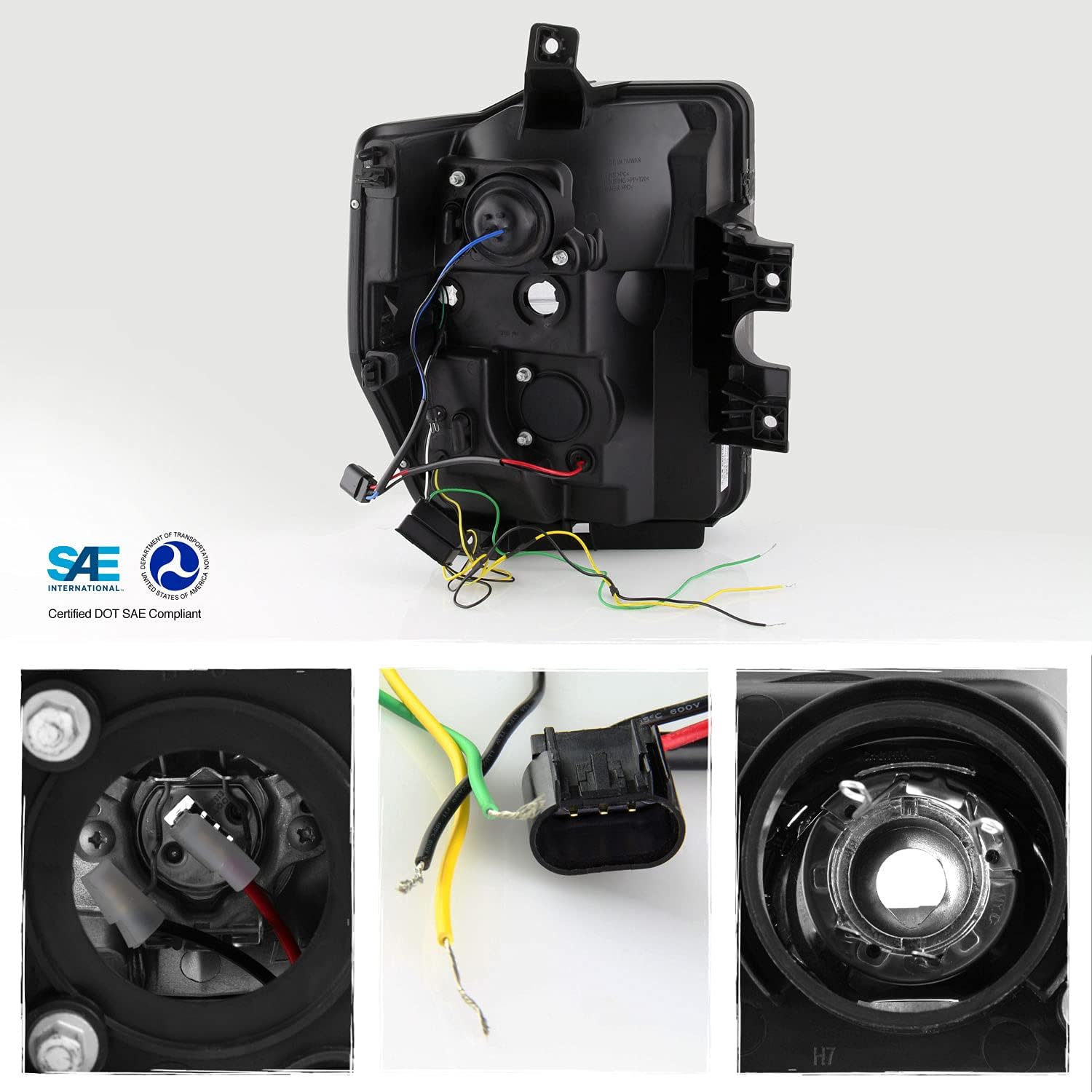 AKKON - Fits 2008-2010 Ford F250/F350/F450/F550 SuperDuty SwitchBack LED [C-Tube] Turn Signal Black Projector Headlights Pair