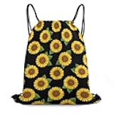 4SEE Novelty Floral Sunflower Draw String Back Bag, Sturdy Large Capacity Gym Bag for Shoes, Towels, Adults Portable Drawstring Bag Backpack for Outdoors