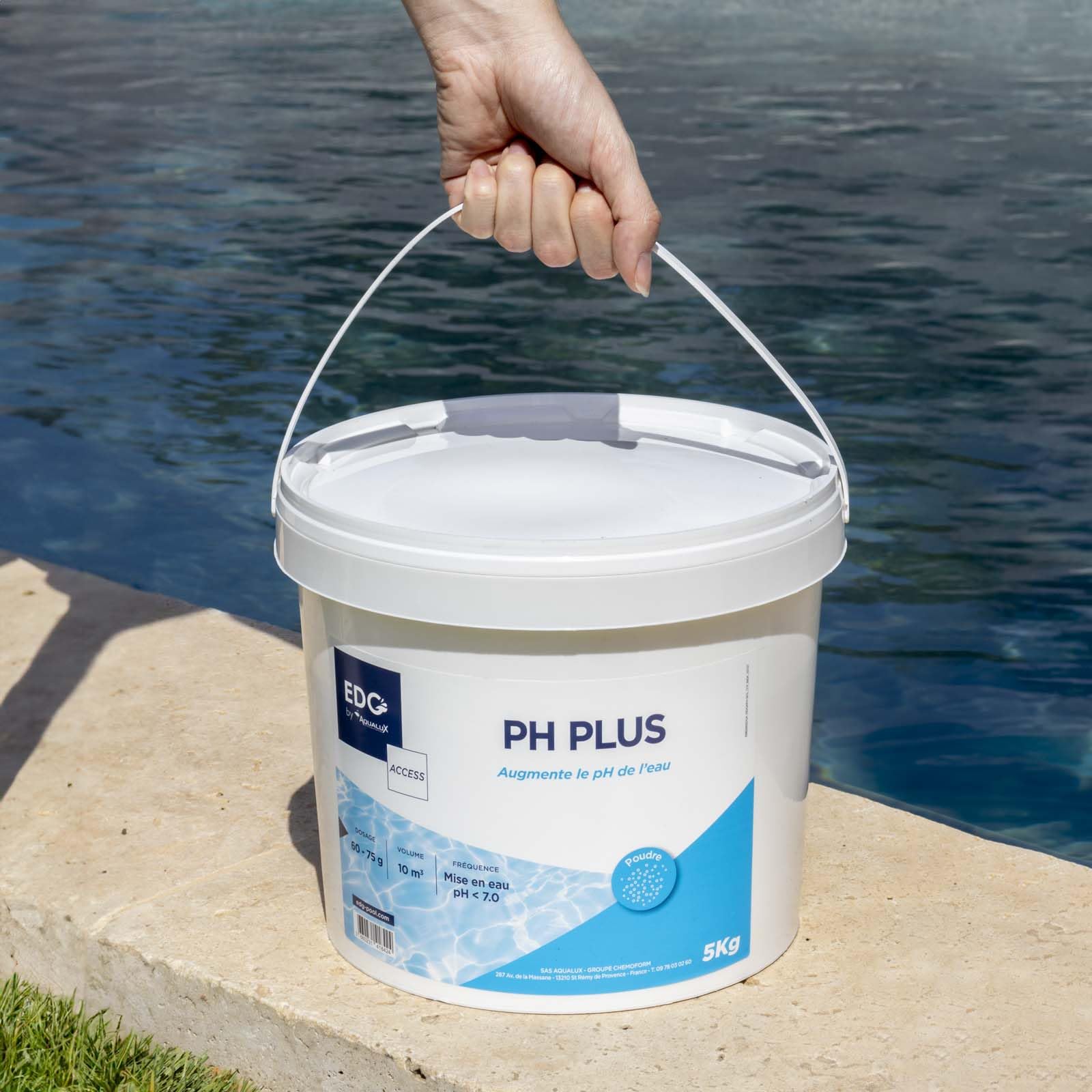 EDG - PH Plus Piscine - Augmente Le pH- Améliore Le Confort de Baignade et la Qualité de l'eau - Haute Concentration - Poudre - Seau 5kg - Gamme Traitement Et Accessoires Piscine EDG Access