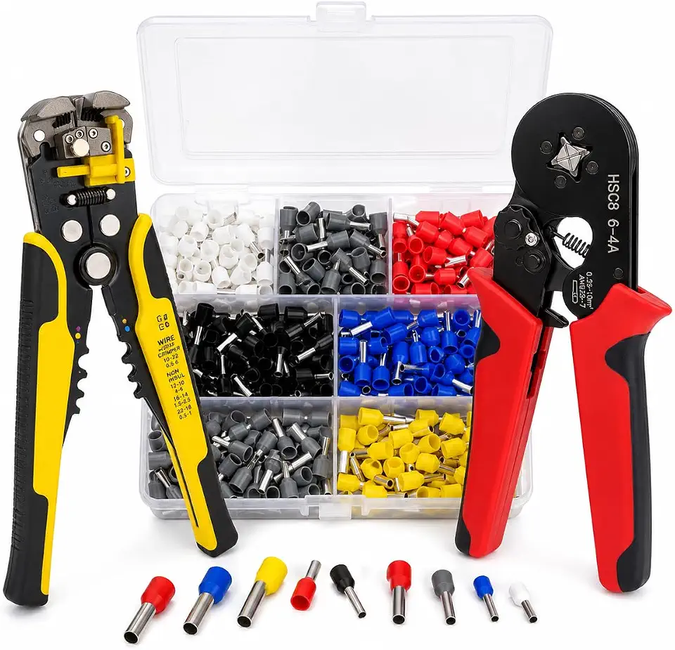 Alicate Crimpar Prensa Terminal Decapador de Fios Chaves Fenda Isoladas Cabo Emborrachado Terminais Elétricos 0,25mm² A 10mm² Instalação Elétrica Kit Ferramentas Eletricista Profissional