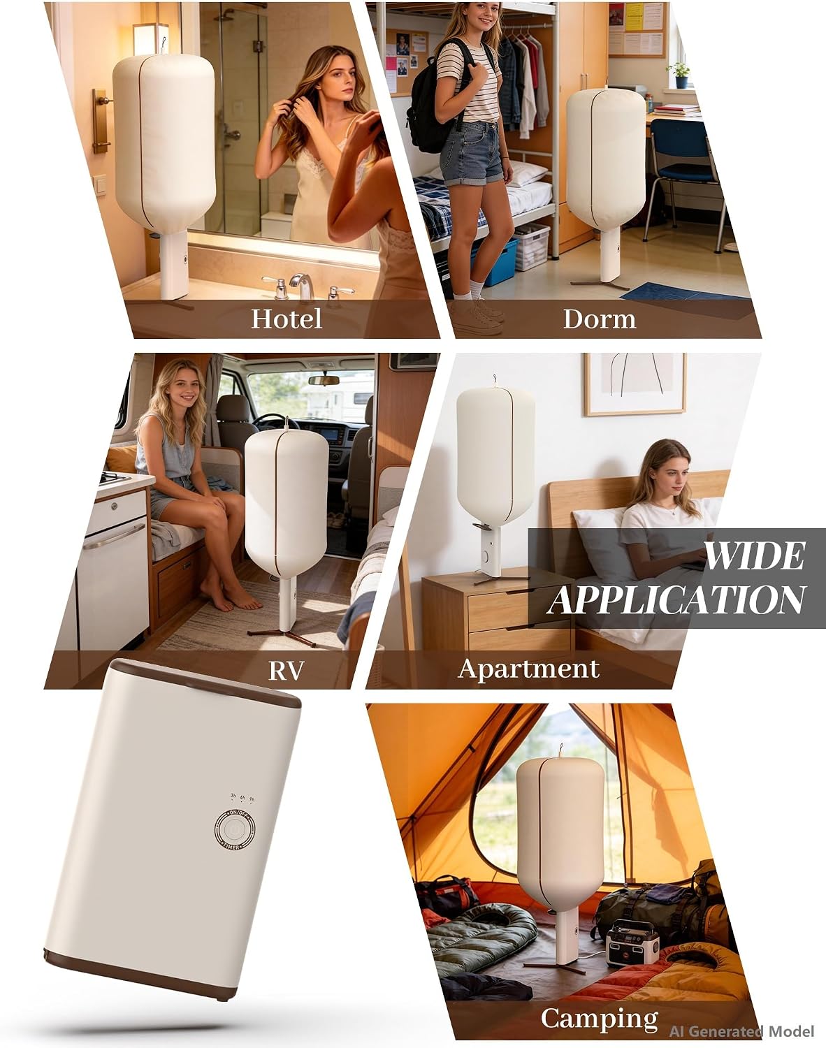 Portable Dryer for Clothes, 3/6/9-Hr Timer, Fragrance Disc, UV Clean Light