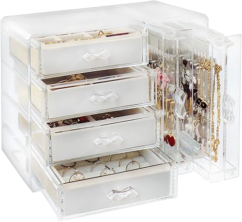 Miniatura 2 de Jenseits Caja organizadora de joyas acrílicas, soporte organizador de joyas, soporte para collar de 3 niveles, soporte transparente para aretes,
