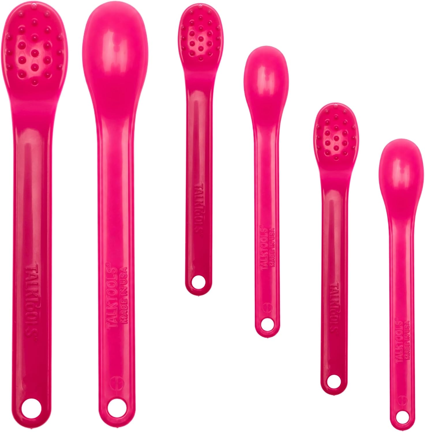 TalkTools Wee Bumpy Spoons - Self-Feeding Oral Motor Therapy for Lip Closure & Oral Awareness, Kids, Toddlers & Adults, Sensory Feeding Aid | Magenta, 6-Pack