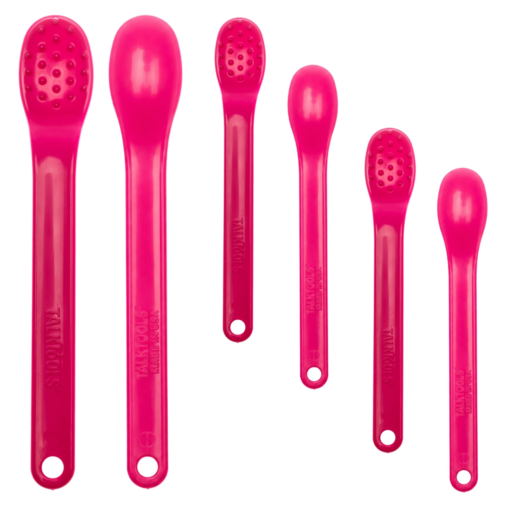 TalkTools Wee Bumpy Spoons - Self-Feeding Oral Motor Therapy for Lip Closure &amp; Oral Awareness, Kids, Toddlers &amp; Adults, Sensory Feeding Aid | Magenta, 6-Pack