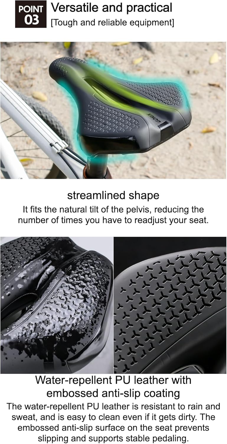 GORIX Bike Saddle Seat Thick Comfortable Cushion Short Nose Shock Absorption Mountain Road Bicycle (ADV-ShortFly210)