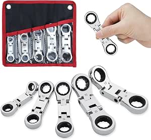 LOSCHEN SAE Flex-Head Ratcheting Wrench Set | 10-Piece, 72-Tooth, Chrome Vanadium Steel | Patented Tubing Design - View #5