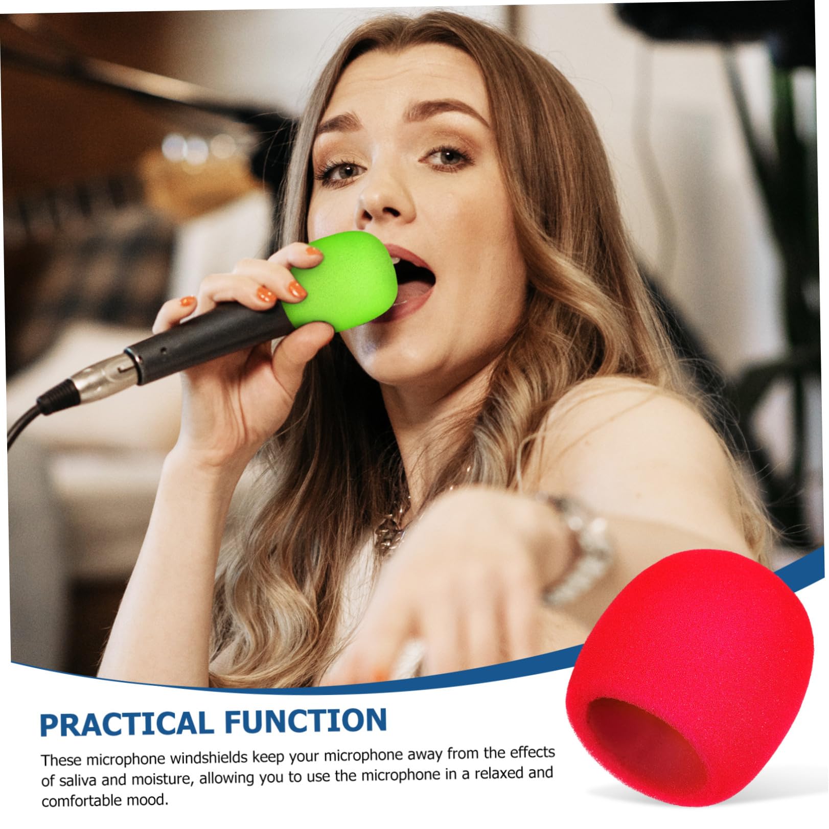 10 pièces Bonnette Micro Épaisse Éponge pour Microphone Ktv Conférence Scène Protection Poussière Noir Bleu Vert