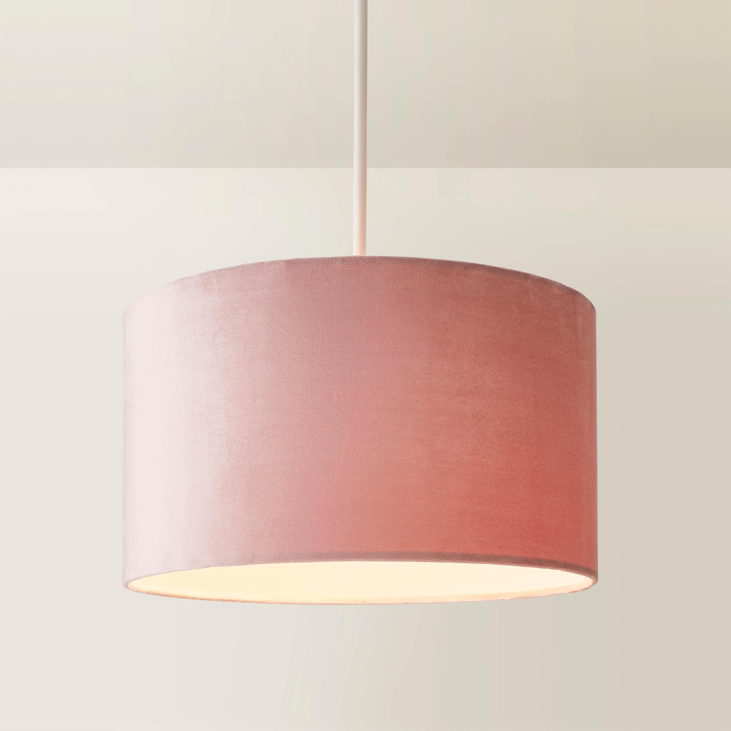 MiniSun | Medium Modern Blush Pink Velvet Drum Light Shade | Lamp Shades, Home Décor & Improvement Essential | 35cm Shade Width