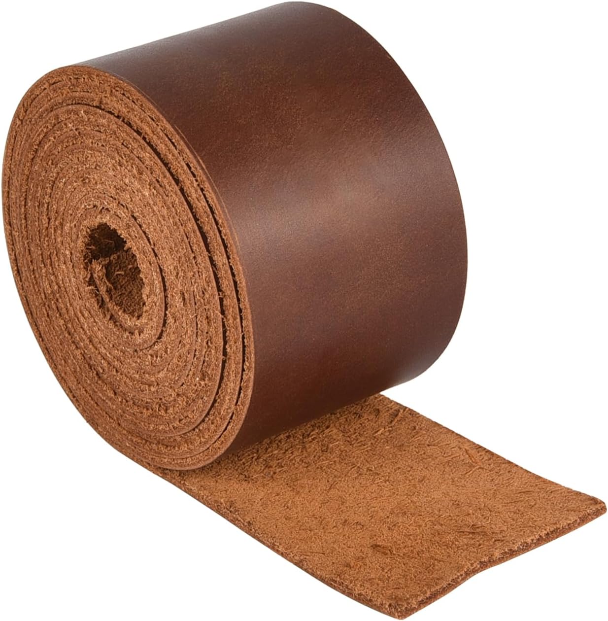 Top Grain Leather Strap 2 Inch Wide 72.5 Inch Long 2mm Thick Dark Brown Single Sided Flat Leather Strip Cord for DIY Craft Projects, Traction Ropes, Bag Straps, Furniture Handles