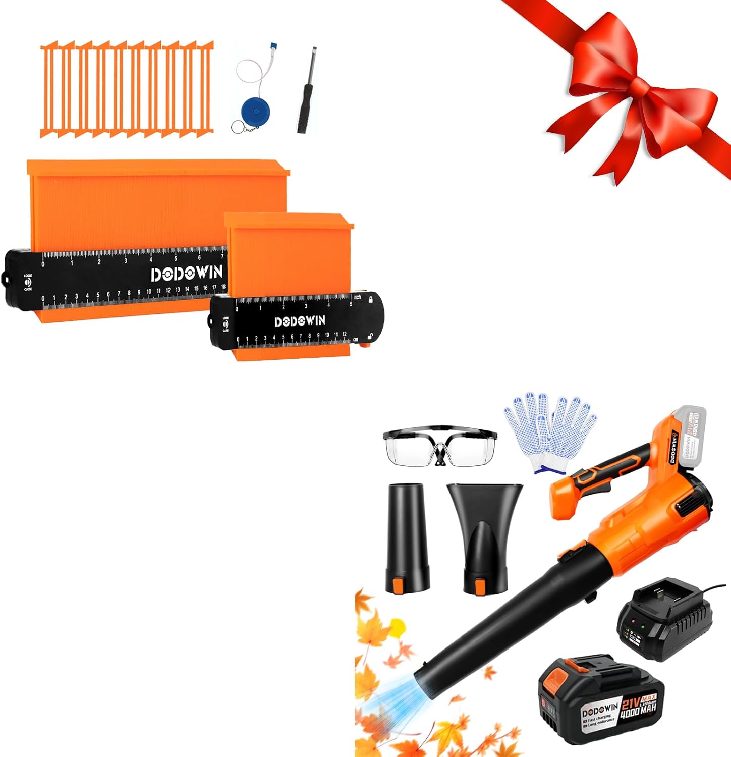DODOWIN Contour Gauge Tool and Leaf Blower Cordless with 21V 4.0Ah Battery & Charger, Christmas Gifts for Men Birthday Dad Husband Him