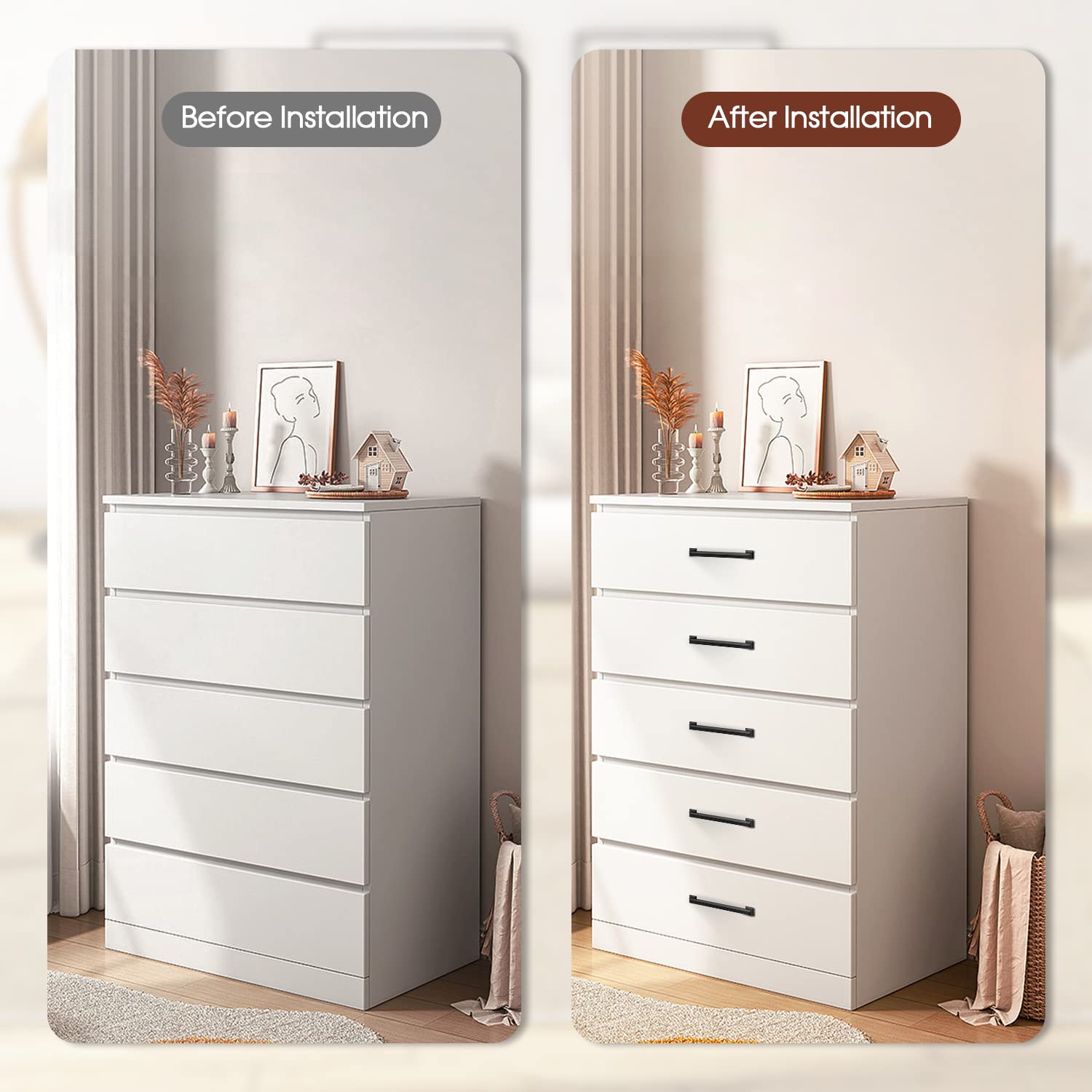 Vohunt 15 Pack Black Cabinet Handles,4.5 Inch Length Kitchen Cabinet Pulls Drawer Handles Pull Matte Black Kitchen Cabinet Handles