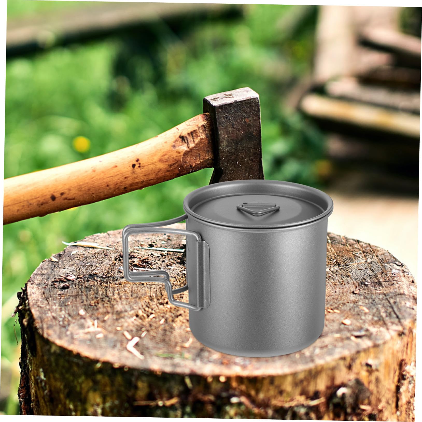 VALICLUD Faltbarer Titan-kaffeebecher mit Deckel Campingbecher als Teebecher mit Sieb Tragbares Kochgeschirr für Outdoor-aktivitäten Wie Wandern und Reisen