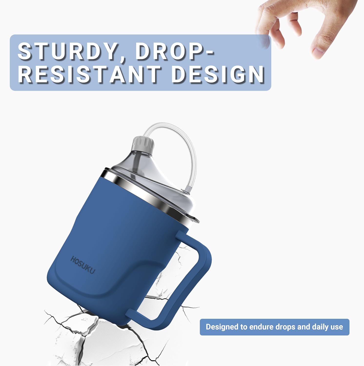 Spill-Proof Cup for Elderly, 13.5oz Stainless Steel Sippy Cup with Straw, Ideal for Seniors and Adults, Great for Water, Milk, and Soup (Blue), Health & Household Supplies - Image 4