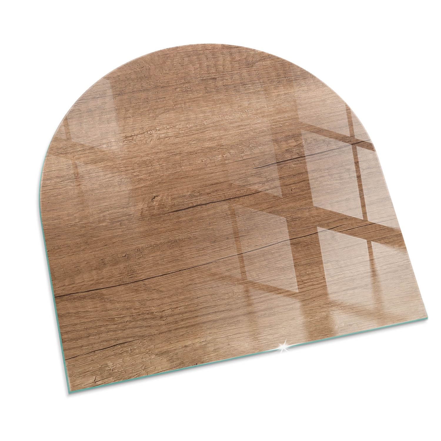 Piastra per camino e stufa 100x100 cm Design Elegante Arco Resistente alle Alte Temperature Protezione del Pavimento di Vetro Temperato Resistente a Scintille - Modello in legno naturale