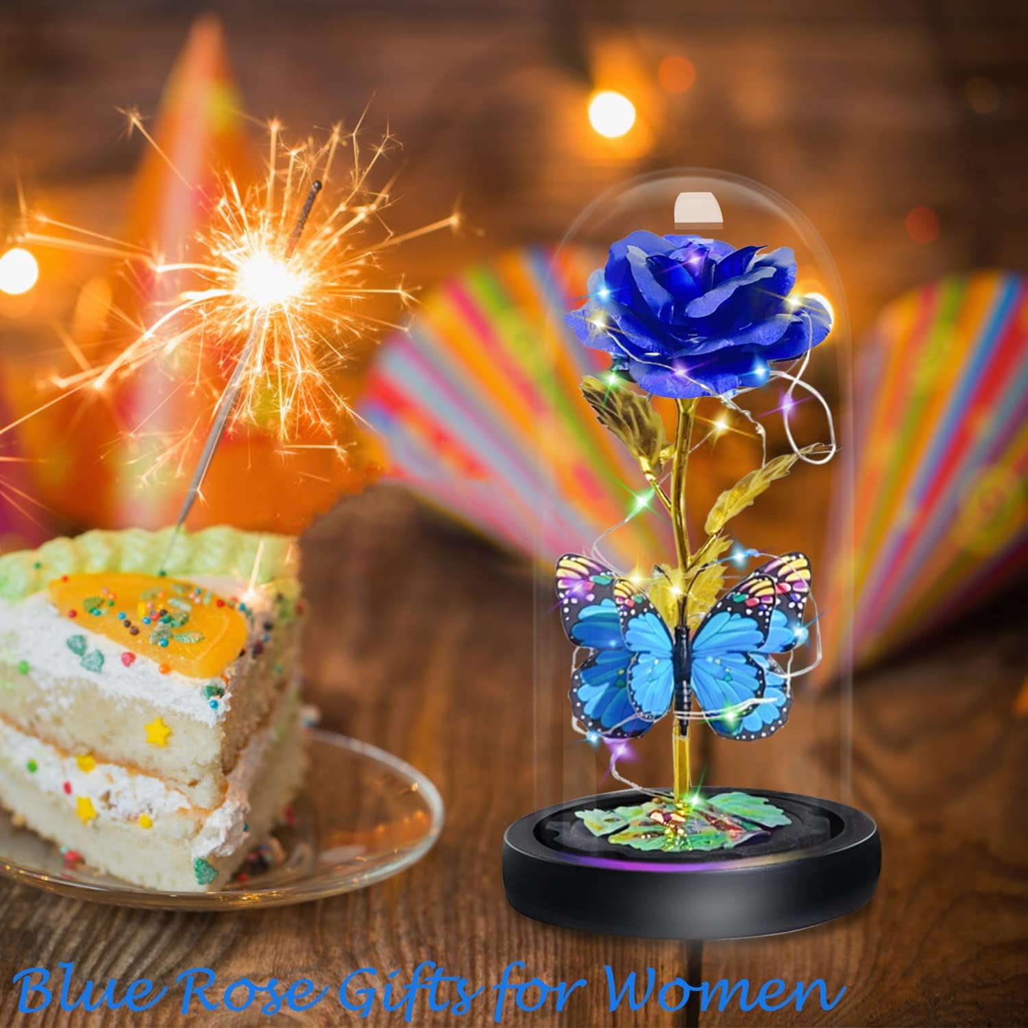 Mothers Day Rose Gifts for Women Butterfly Rose in Glass Dome, Forever Light Up Rose Birthday Gift for Mom Rose Gifts for Thanksgiving Christmas Mothers Day Valentines for Her - Image 2