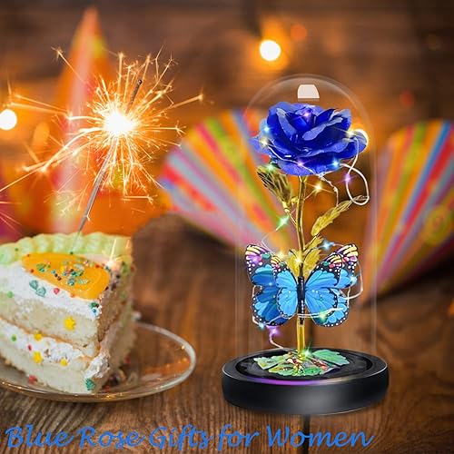 Miniatura 2 de Regalos de rosas para el Día de la Madre para mujer, rosa mariposa en cúpula de cristal, regalo de cumpleaños para mamá, regalos de rosas para