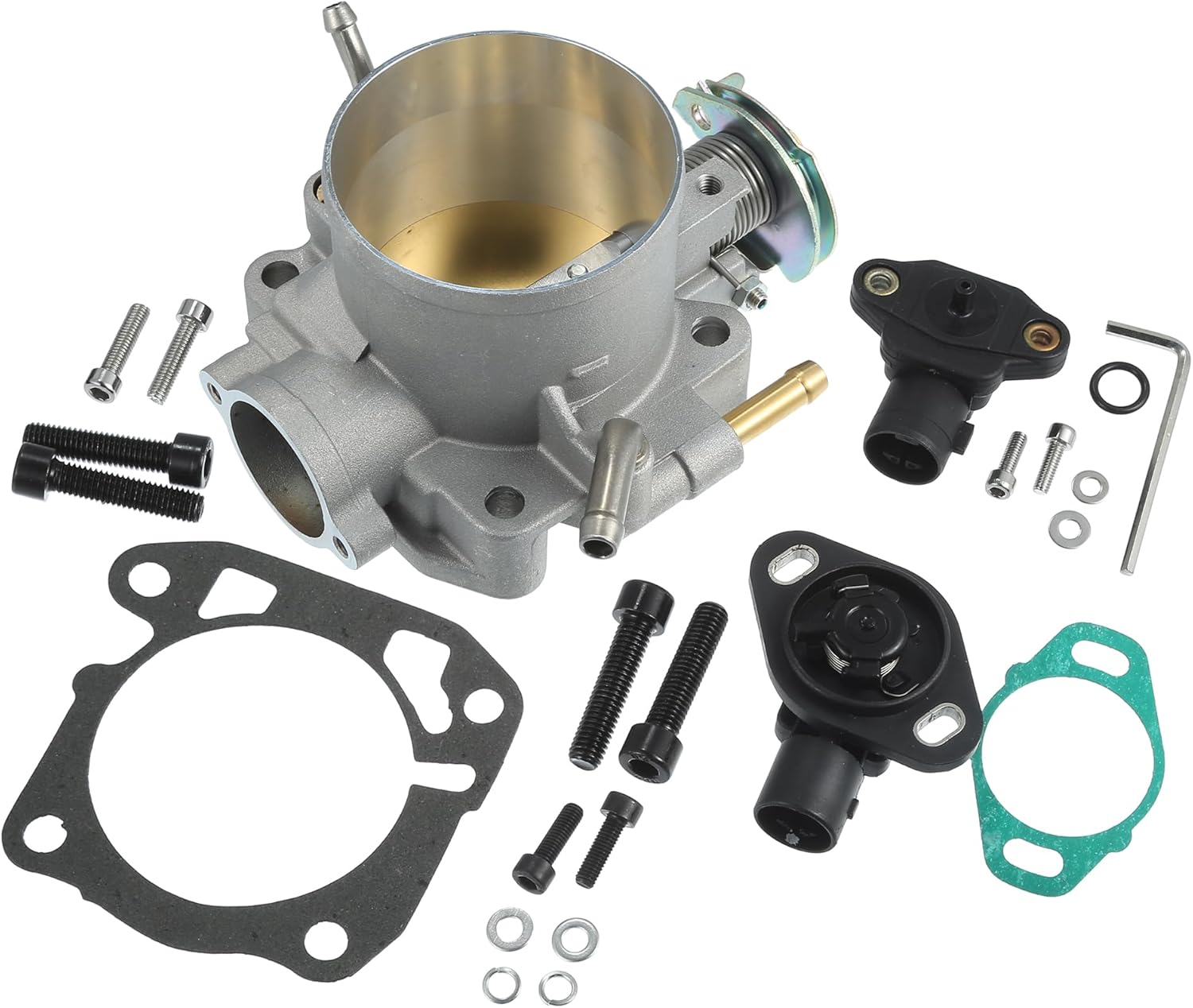 Throttle Body Assembly, 70mm Throttle Body Actuator for Car Aluminum Alloy Silver Tone, 1 Set