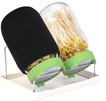 Lulonpon Sprouting Lids Growing Kit, Sprouting Lids for Wide Mouth Mason Jar, Screen Sprout Lids with Stand, Sprouting jar kit for Sprouting, Sprouting Seeds, Sprouting Kit