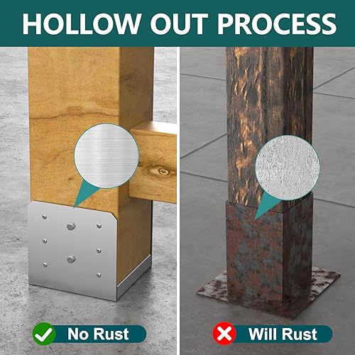 Miniatura 3 de SPACEEUP Base de poste de 6 x 6, anclaje interno de poste de 5.5 x 5.5 pulgadas, 1 base de poste ajustable de acero inoxidable, anclaje de poste de