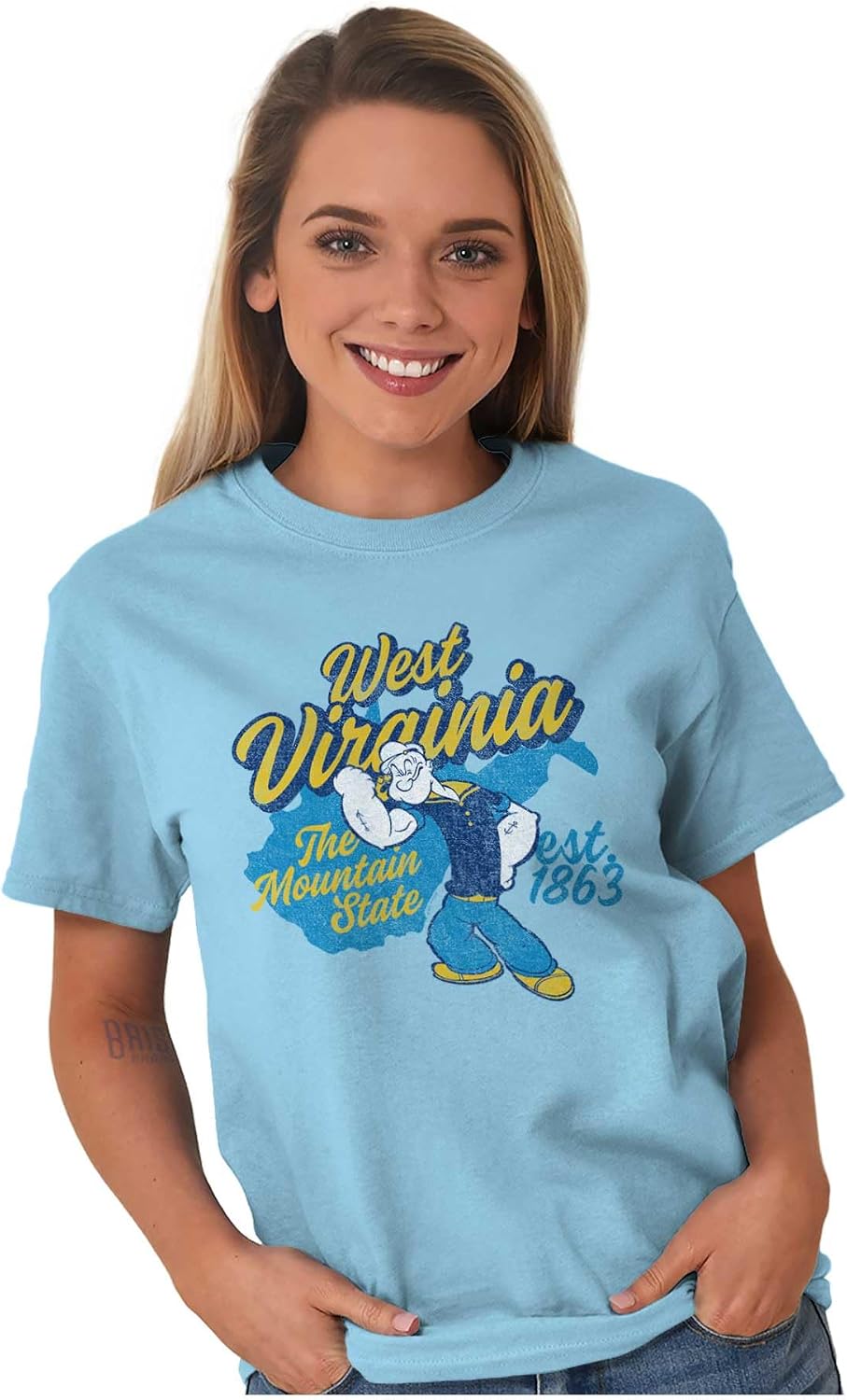 Brisco Brands Popeye Cartoon American States Graphic T Shirt Men or Women