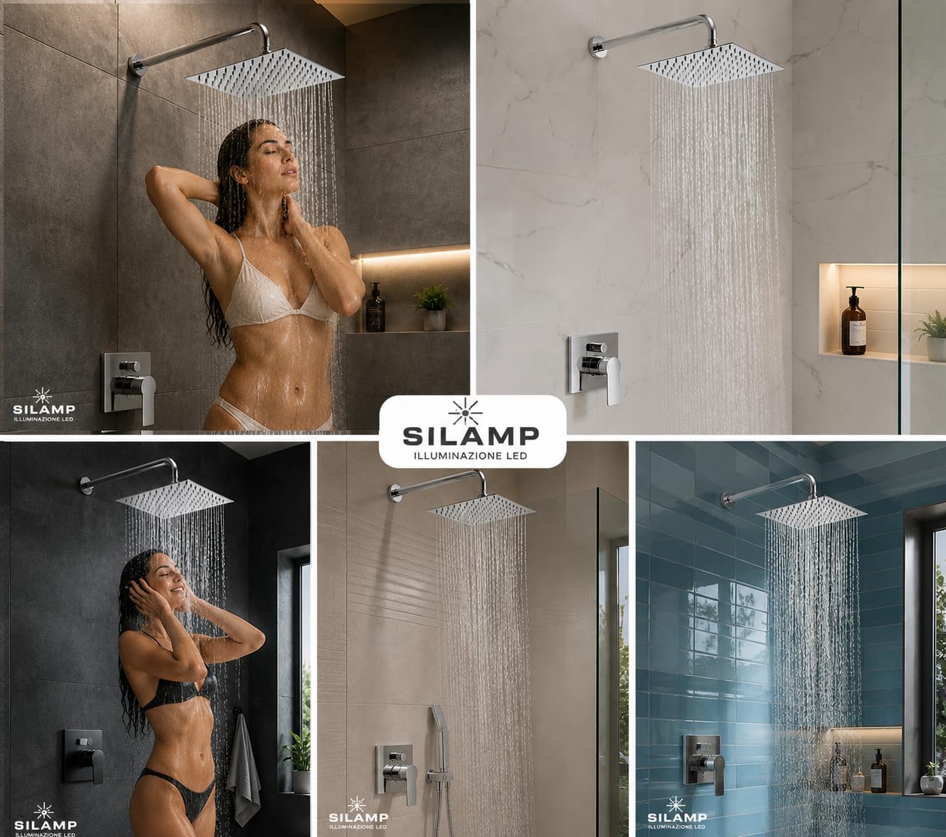 Soffione Doccia Rotondo 200mm Effetto Pioggia Acciaio Inox 304 Soffione Cromato
