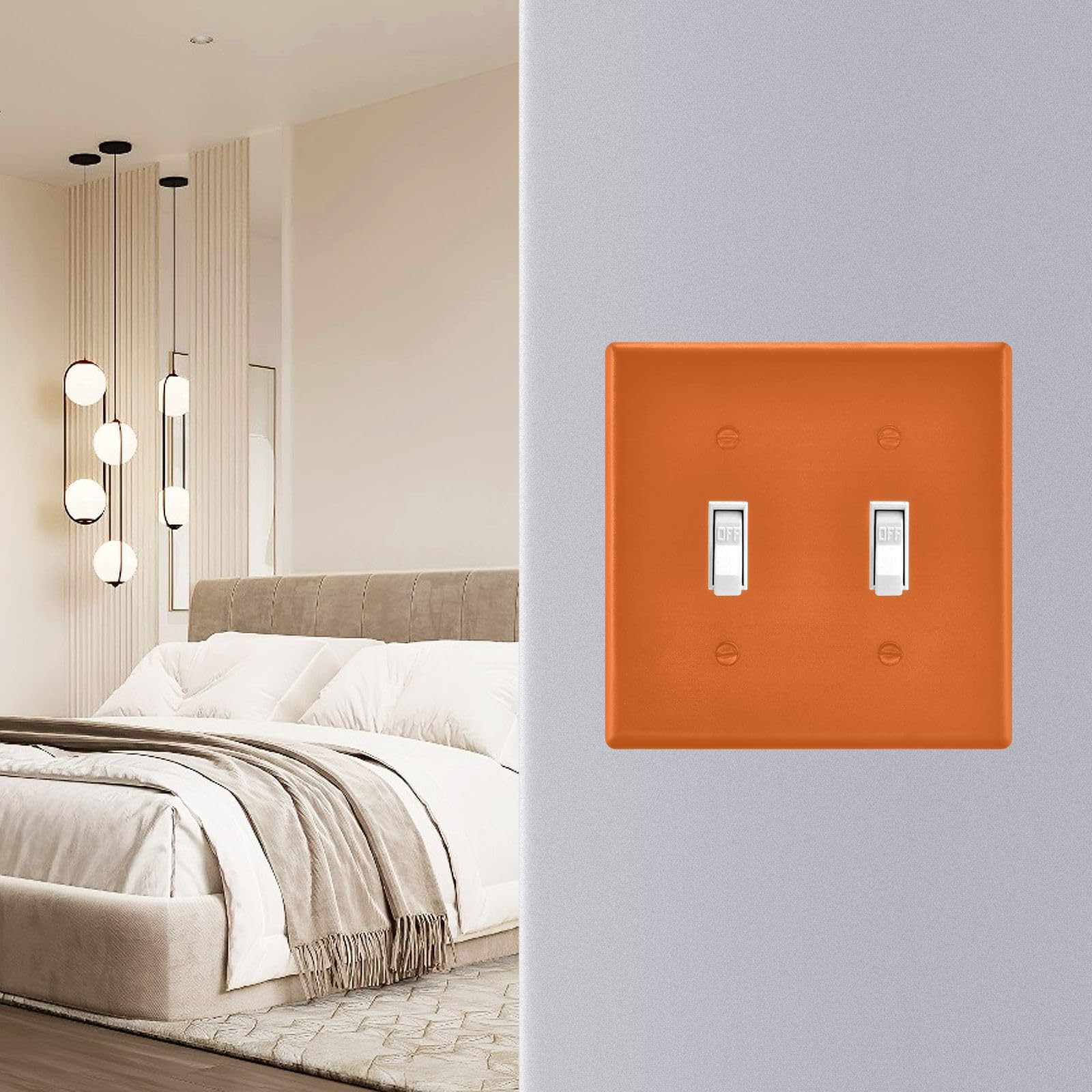 ATTX Orange Red Solid Color Toggle Light Switch Cover Double