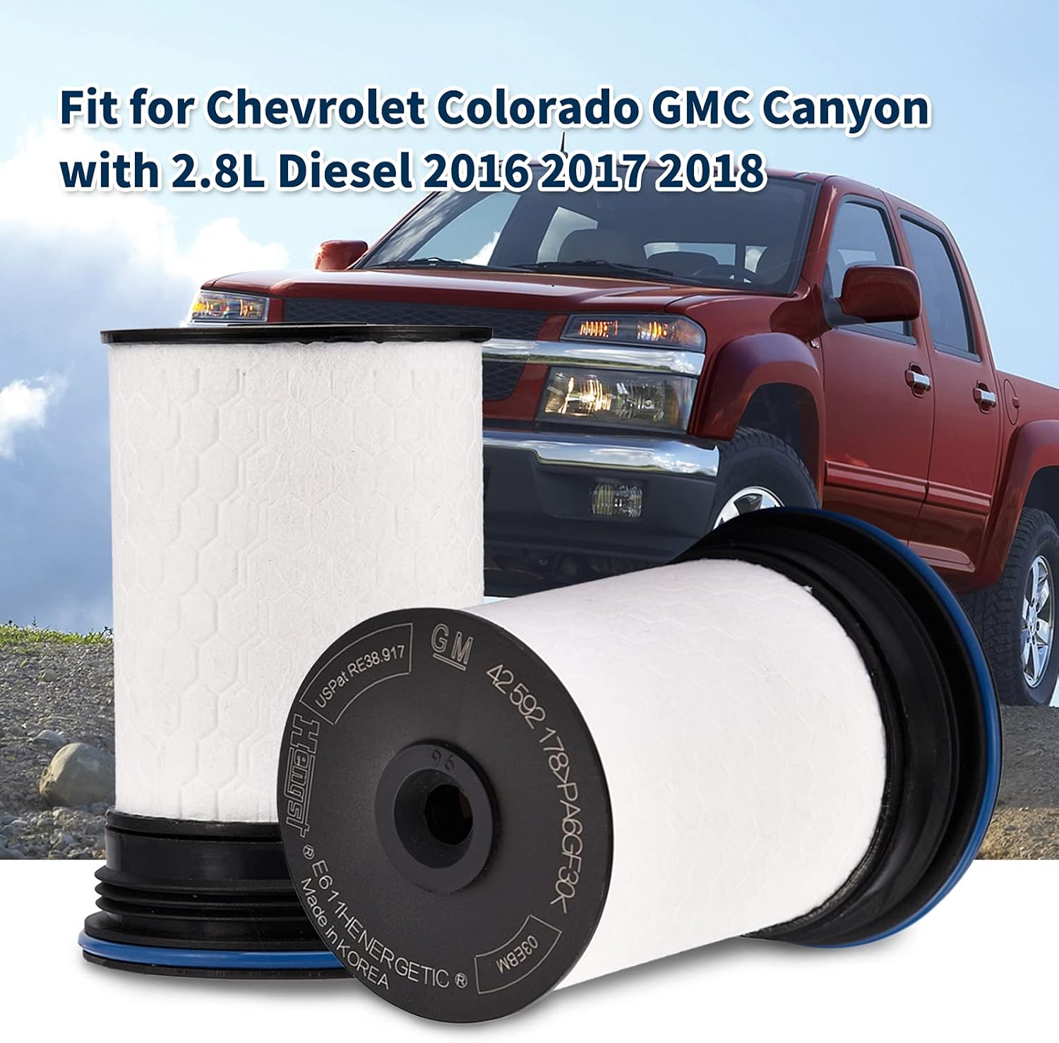 TP1007 Diesel Fuel Filter Kit Professional Compatible with Colorado Canyon 2.8L 2016 2017 2018 Part 52100212 (2 Pack)