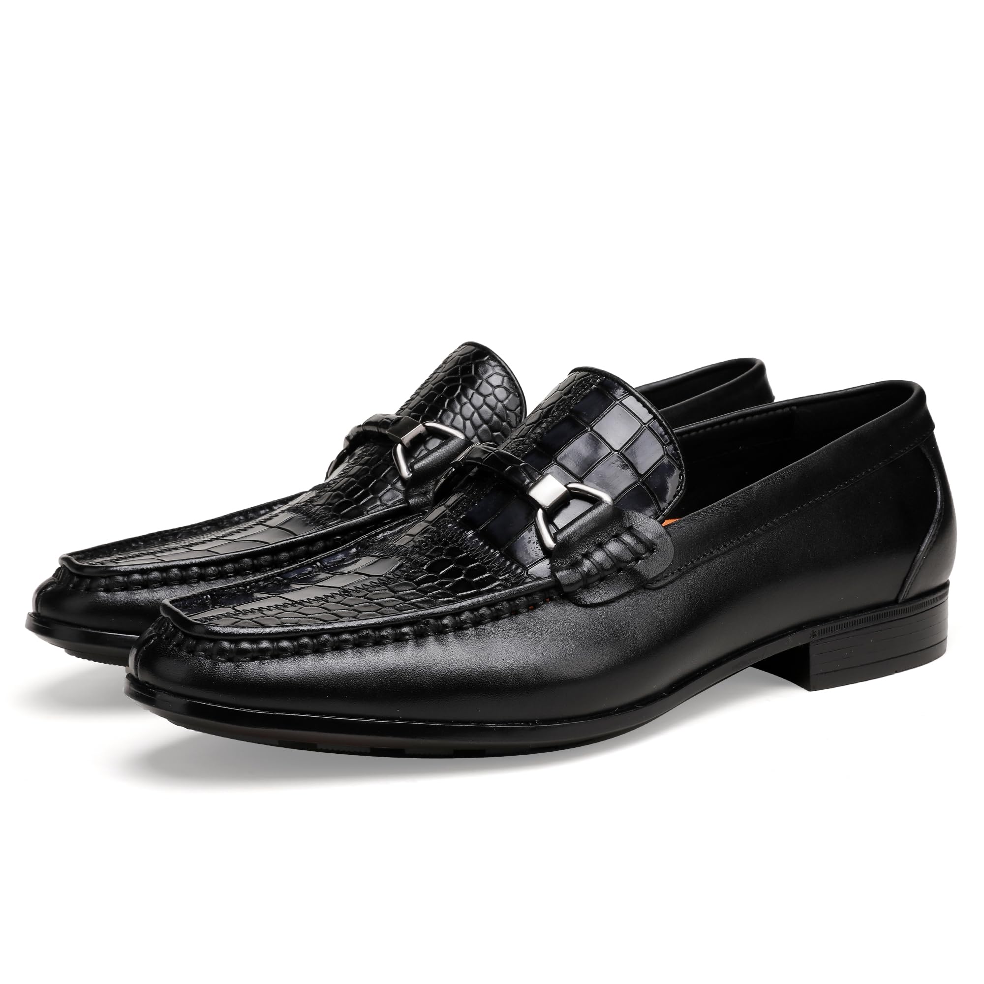 Men's Dress Shoes Slip-On Loafers Formal Leather Shoes for Men Crocodile Printed
