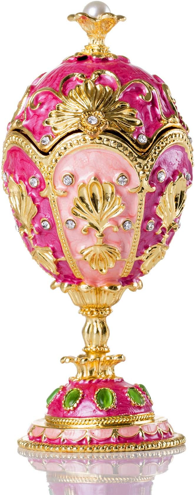 SEVENBEES Hand Painted Enameled Faberge Egg Decorative Hinged Jewelry Trinket Box Unique Gift for Home Decor