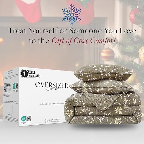 Miniatura 3 de Southshore Fine Living, Inc. Edredones de gran tamaño para cama King, juego de ropa de cama ligero, colcha floral, juego de colcha de 3 piezas con