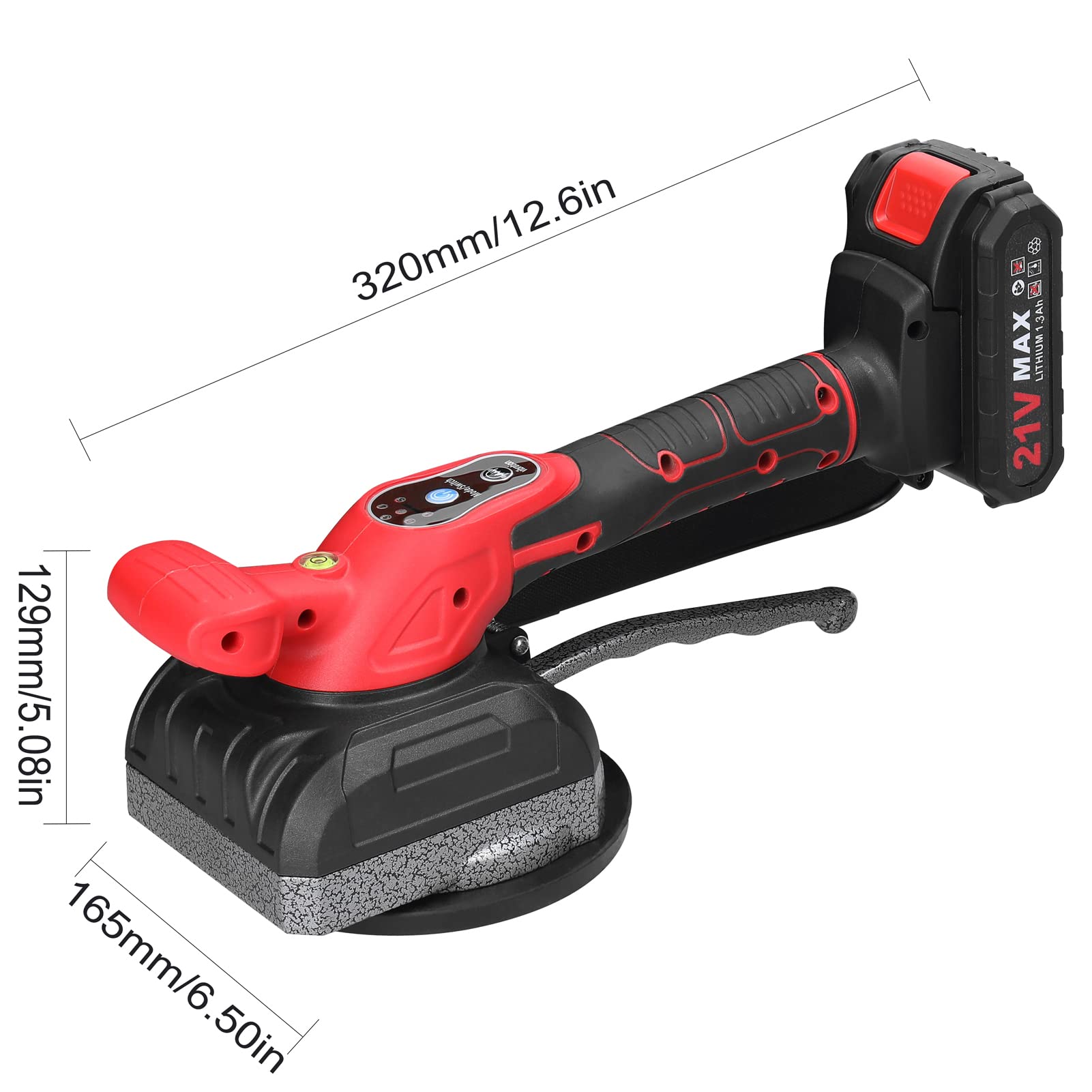 Vibratoria para Azulejos, Máquina Vibradora de Azulejos de 21 V con Batería de 2 * 1300 mAh, 5 Marchas Ajustables, Herramientas para diversos escenarios, como el hogar con ventosas agrandadas.