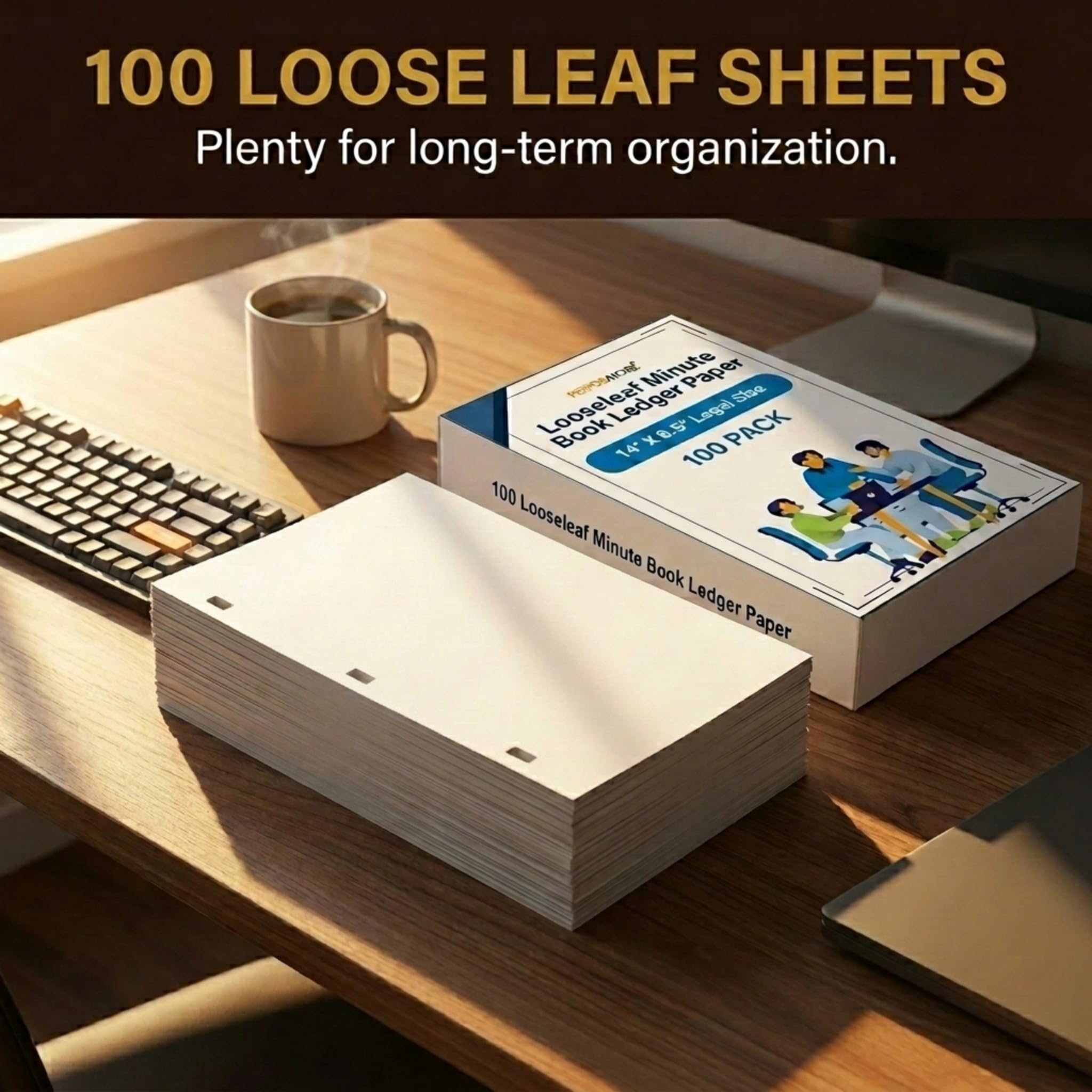 Performore Carnet de minutes de 35,6 x 21,6 cm – Feuilles blanches perforées à 3 trous pour une tenue de dossiers efficace et professionnelle