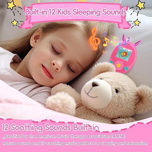 Miniatura 4 de Reproductor MP3 de 64 GB para niños, reproductor de MP3 para niños con Bluetooth, altavoz, juegos, grabadora, luces de oído, sonidos relajantes,