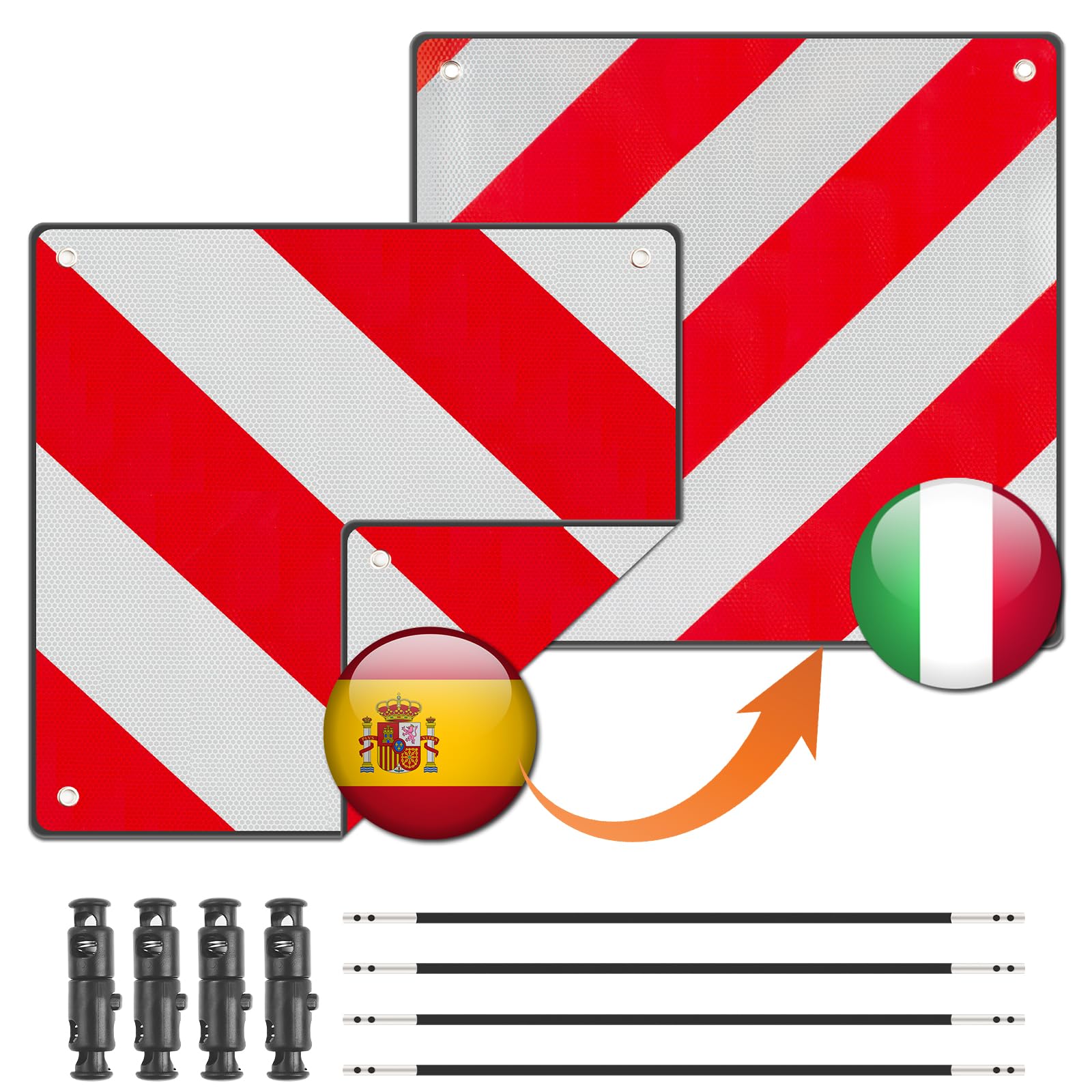 Warntafel Fahrradträger, 2 in 1 Warntafel Italien Spanien mit 4 Spannseilen, Warntafel für Fahrradträger, Warnschild Fahrradträger für Fahrradträger, Heckanhänger, Wohnwagen (50 * 50cm) Baumarkt