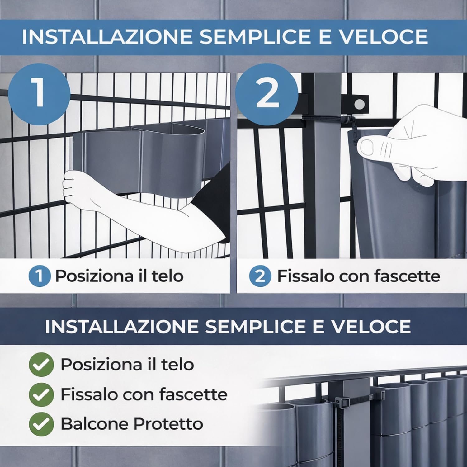 Frangivista Balcone Copriringhiera Bianco Recinzione 19 Cm x 35 M 400g/m2 Strisce Privacy Giardino PVC Versatile Impermeabile Antistrappo 25 Clip Protezione Resistente Raggi UV Frangisole