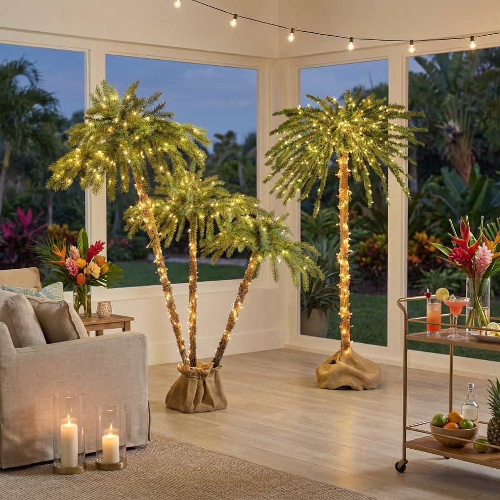 Amazon.com: BrylaneHome 6 Ft. Pre-Lit Palm Tree - Led : Home & Kitchen