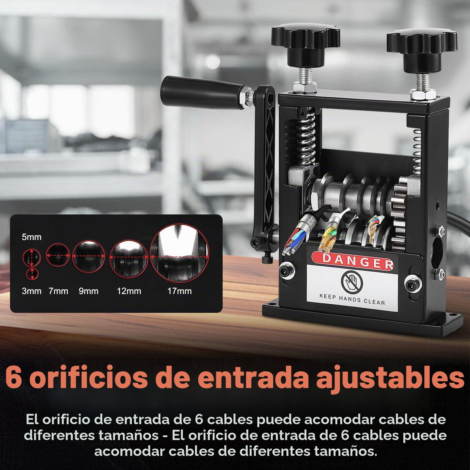 Pelacables De 6 Agujeros, Alicates Pelacables De 3-17 Mm, Herramienta Pelacables Automática Manual Eléctrica Con 2 Modos De Funcionamiento Pelacables Para 5 Cables Simultáneamente