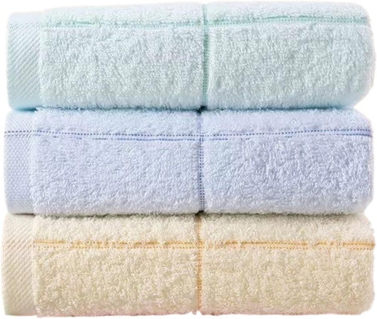 Soft Cotton Jacquard Towel Set, 3 Pack 72x34 cm, Thick and Absorbent Stripe Towels for Bathroom(Green)
