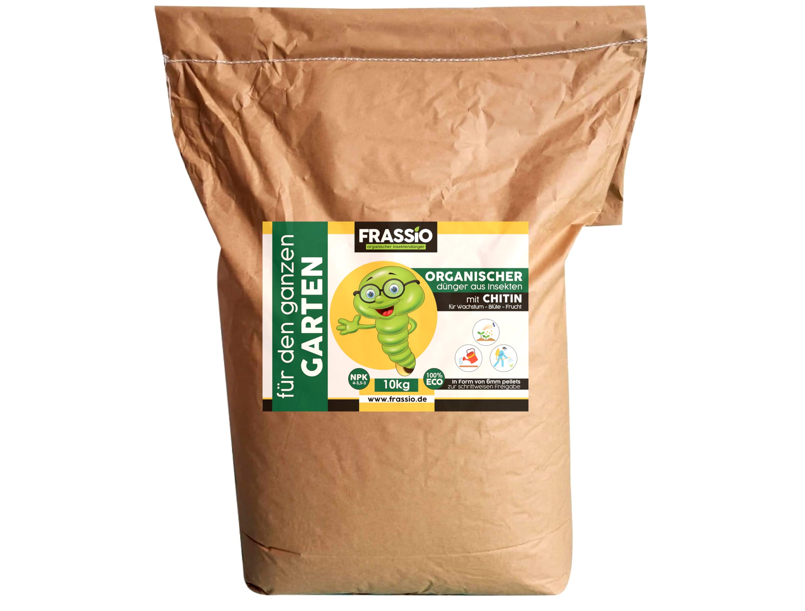 Organischer NPK-Dünger aus Insekten mit Chitin – Bio-Universaldünger als Granulat – Langzeitwirkung – einfache Dosierung – für gesundes Pflanzenwachstum – von FRASSiO 10kg